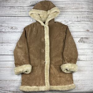 VTG Wilson's Leather Maxima Black Winter Coat‎ Faux Fur Hood Women's Medium
